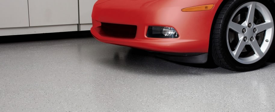 Car on epoxy garage floor
